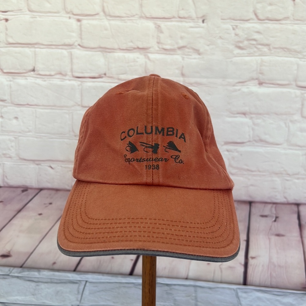 Y2K Columbia sportswear orange ball snapback hat unisex